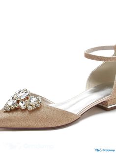 OrcaJump - Femmes Chaussures de Mariage à Talon Plat Strass Pointue Elegante Classique Glitter Boucle d Glitter Wedding Shoes, Wedding Shoes High Heels, Elegant Flats, Rhinestone Flats, Wedding Flats, Wedding Shoes Heels, Wedding Dress Shoes, Bridesmaid Shoes, Ankle Strap Shoes