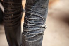 worn denim Duke Thomas, Denim Clothes, Raw Denim Jeans, Indigo Jeans, Mens Fashion Rugged, Denim Wear