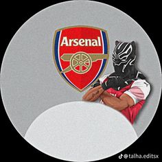 an image of a soccer player holding a ball in front of a shield with the word arsenal on it