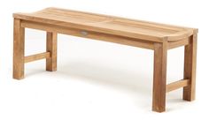 a wooden bench sitting on top of a white floor