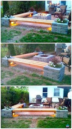 the steps leading up to an outdoor fire pit