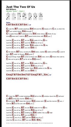 the guitar chords are arranged in red and black