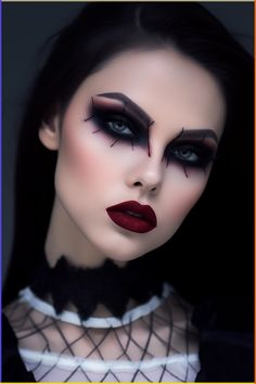 Halloween Vampire Vixen makeup inspired by classic vampire lore. follow 👉 @frequentart for more inspirations! Gothic Makeup Halloween, Pretty Vampire Makeup, Halloween Makeup Looks Vampire, Halloween Makeup Ideas 2024, Vampire Bride Makeup, Women Vampire Makeup, Womens Vampire Costume Diy, Female Vampire Makeup, Hot Vampire Makeup