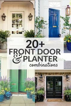 front door and planter combinations with text overlay