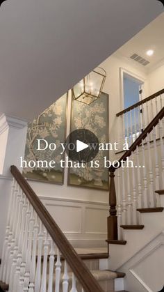 the stairs in this house have been painted white and are next to a painting on the wall