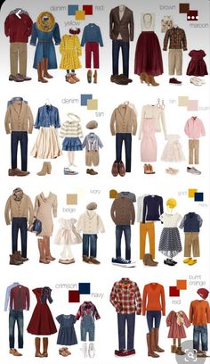 the different types of clothes are shown in this image, and there is also an info sheet