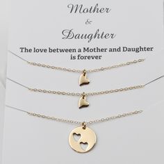 "Mothers Day Gift 14K Solid Gold Mother Daughter Necklace Set This necklace set is a nice gift for Mother's Day These necklaces will arrive in a nice gift box. If you prefer the necklaces be shipped in an individual box, please let me know. 3 Daughters and Mother: Mother necklace: The charm is 14K gold, 5/8\" (22 gauge) The necklace is 14k gold 18\" Daughter necklace: The charm is 14K gold, it is about 1/4\" x 5/16\" The necklace is 14k gold 16\" 2 Daughters and Mother Mother necklace: The charm Rose Gold Necklace With Gift Box For Mother's Day, Mother's Day Wedding Necklace With Gift Box, Elegant Anniversary Jewelry, Gift Ready, Mother's Day Necklace With Gift Box, Rose Gold Jewelry For Anniversary With Gift Box, Mother's Day Jewelry Gift For Mom With Gift Box, Mother's Day 14k Stamped Charm Necklace For Anniversary, Dainty 14k Stamped Necklaces For Valentine's Day, Gold Jewelry With Gift Box For Mother's Day