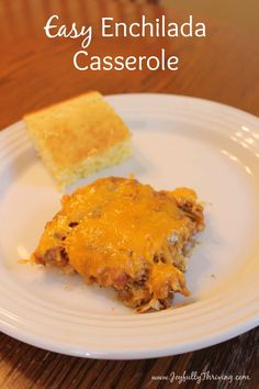 an easy enchilada casserole on a white plate