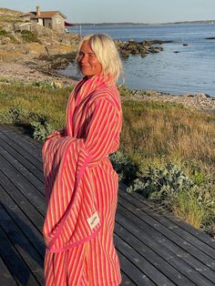 This heavy terry towel is made from 100% certified organic cotton, dyed and weaved in different colors of stripes to relate to our Popsicle stripe! It has a soft touch and is as nice to use in your bathroom as on the beach or by the pool side. Djerf Robe, Terry Cloth Robe, Terry Robe, Djerf Avenue, Frankies Bikinis, Fit Ideas, Party Looks, Sweaters Knitwear, Shop Swimwear