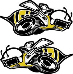 two yellow and black motorcycle decals