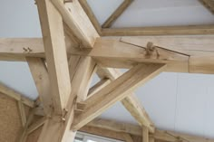 the inside of a wooden structure that is being built