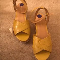 Marc Fisher Brand New Sandals. Wedge Sandals And Ankle Straps. Look Very Comfortable And Stylish. Super Cute Mustard Yellow Sandals. Yellow Sandals, Sandals Wedge, Marc Fisher, Ankle Straps, Gold Yellow, Mustard Yellow, Wedge Sandals, Women's Shoes Sandals, Mustard