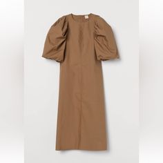 Nwt. Balloon Sleeved Dress Balloon Sleeves Dress, Sarah Ferguson, Calf Length Dress, Balloon Sleeve Dress, Dress H&m, Coffee Color, Beige Dresses, Dark Beige, Color Dress