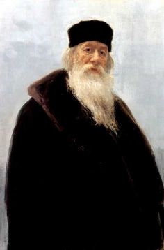 an old man with a white beard wearing a black hat and fur coat metal print