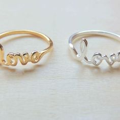 Gold Wire Love Ring Adjustable Band Dainty Ring | Etsy Adjustable Gold Midi Rings For Valentine's Day, Initial Wire Ring, Wire Ring Letter, Heart Wire Ring Tutorial, Zodiac Wire Rings, Heart-shaped Metal Ring For Valentine's Day, Gold Stacking Rings, Word Ring, Love Word