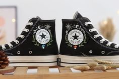 Embroidered Converse Embroidered Low-top Sneakers For Streetwear, Embroidered Canvas Low-top Sneakers, Embroidered Lace-up Sneakers For Streetwear, Embroidered Mushrooms, Embroidered Sneakers, Embroidered Converse, Converse Custom, Custom Converse, Dream Clothes