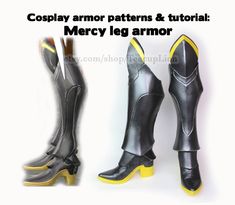 "Game up your Mercy cosplay with printable patterns and tutorial to make boot armor: greaves, knee, foot armor, and boot paint outline. Materials, finished product are not included. Instructions are in English only. Save yourself hours of pattern drafting and headaches on your cosplay, and just print out 8 pages. Meticulously drafted for an accurate and comfortable boot armor design. Photography by sipofsweettea.com Use this greave pattern as a base and alter it for more characters! Included in Costume Armour Foam Armor, Foam Costume Pattern, Dwarven Cosplay, Ow Mercy, Cosplay Tricks, Cosplay Diys, Mercy Cosplay, Cosplay Crafts, Dream Cosplay