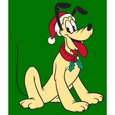 a cartoon dog wearing a santa hat and scarf