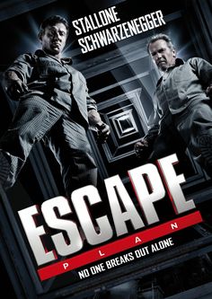 the poster for escape shows two men in suits, one with his arms out and another holding