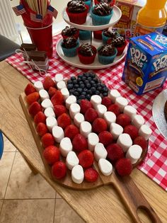 an american flag made out of strawberries and marshmallows