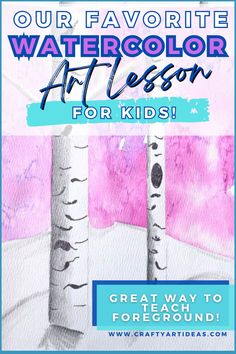 We love this Winter landscape art project for kids. It is the perfect easy landscape painting project for elementary and middle school art class. Use our step-by-step painting and drawing tutorial to a wonderful mixed media art that helps teach about foreground, middle ground and background. Follow us for more free art lesson ideas! Watercolor Winter Scene, Winter Art Project, Art Lesson Ideas, Easy Landscape Painting, Winter Landscape Art, Easy Landscape Paintings, Landscape Painting Tutorial