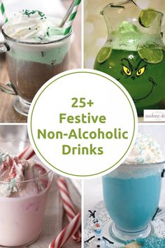 the collage shows different types of non - alcoholic drinks