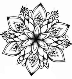 a black and white drawing of a flower