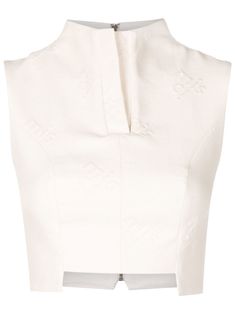 cropped sleeveless top from MISCI featuring cloud white, cotton, high neck, sleeveless, step hem and cropped. Cropped Sleeveless Top, Random Clothes, White Sleeveless Top, High Neck Sleeveless, Airport Fashion, Cloud White, Magical Girl, White Cotton, Sleeveless Top