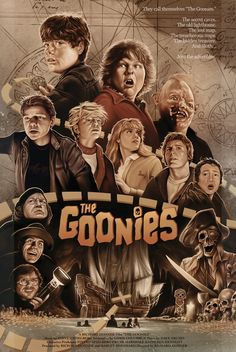 the goonies movie poster with many characters