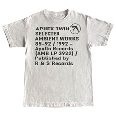 screen printed on Gildan 5.3oz heavyweight 100% cotton tees by hand. The best quality you can get  *XS-S may end up having imperfections due to the size of the print and are considered part of the design.* Aphex Twin Shirt, Twin Shirts, Aphex Twin, Digital Closet, Tshirt Outfits, Mens T Shirts, Shirt Outfit, Cotton Tee, Screen Printing