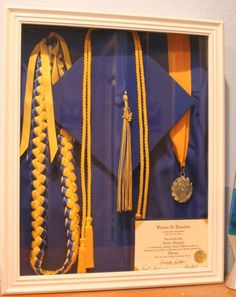 a display case with medals and ribbons on it