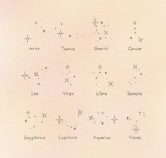 the zodiac signs are drawn on paper with watercolor pencils and ink in them