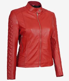 Biker Style Women's Red Leather Jacket | Fashion Outfit
Relish the winter with this women's red leather jacket that meets the theme of the Holiday. It has quilted designs running from the shoulder to the sleeves to provide you with a fascinating style. Internally polyester lining is provided for better comfort and zipper pockets are available for keeping your accessories safe. This amazing jacket is the ideal option to give your wardrobe a unique look. Biker Style Women, Quilted Leather Jacket, Maroon Leather Jacket, Black Suede Jacket, Cafe Racer Leather Jacket, Jacket With Collar, Tan Leather Jackets, Black Leather Moto Jacket, Black Leather Biker Jacket