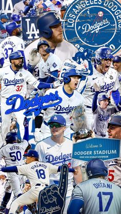 a collage of dodgers baseball players and fans