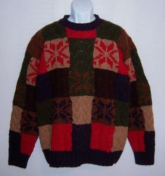 "Vintage Tommy Hilfiger patchwork snowflake winter ski hand knit heavy wool men's sweater. Excellent pre-owned condition. May have been worn once or twice. No holes, snags, stains, etc. Men's size LARGE. 100% wool. Measurements: chest-52\", length-31\". Super warm!" Eminem Photos, Metallic Boots, Mens Sweater, Snow Flake, Vintage Tommy Hilfiger, Beautiful Skirts, Mens Clothing, Men's Sweater, Eminem