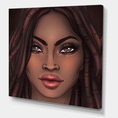 a digital painting of a woman's face with braids on her hair and eyes