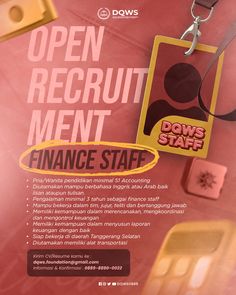 an advertisement for dows bank with the words open recruit ment finance staff on it