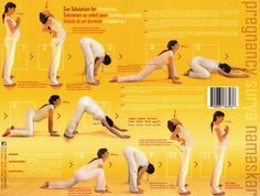 the instructions for how to do a yoga pose on an orange background with white lettering