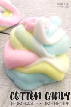 the homemade slime recipe for cotton candy is so easy to make and looks delicious