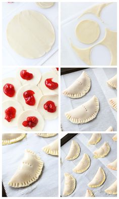 the steps to make homemade pastries with cherries on them