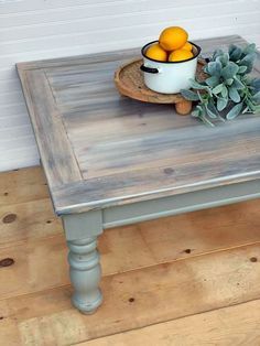 a wooden table with a bowl of fruit on it