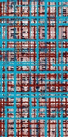 a blue and brown plaid pattern with red squares on the bottom right hand corner, as if it were woven into fabric