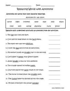 the worksheet for reading words with antonys is shown in this printable