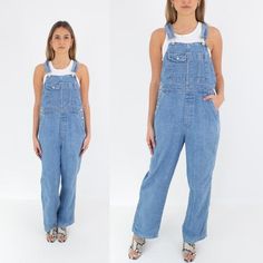 90s 1990s Mid Blue Long Denim Trouser Pant Overalls | Ladies Womens Girls Overalls Dungarees - 2 Sizes S & MFor 10% off your first purchase visit - www.marlowvintage.com.auSoft light-weight cotton/denimAnna is wearing a Size SEXCELLENT vintage conditionMeasurementsSize: S (tagged S)Waist: ~ 33"Hips: ~ 43"Length: ~ 139 cm (Adjustable straps - can be made shorter or longer)Fabric: Cotton / DenimBrand: GAP  MeasurementsSize: M (tagged M)Waist: ~ 35"Hips: ~ 45"-47"Length: ~ 139cm (Adjustable str Pant Overalls, Womens Overalls, Girls Overalls, Frayed Denim, Denim Branding, Overalls Women, How To Make Shorts, Denim Trousers, Modern Outfits