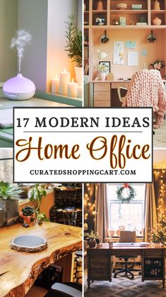 home office decorated with christmas lights and wooden desks, surrounded by holiday decorations on the walls