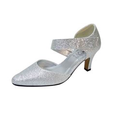 FLORAL Sarah women's extra wide width evening dress pump is a stunning choice. This ladies open shank 2.5" mid heel with metallic glitter upper finish features a crystal ornamented diagonal hook and loop fastener strap, adding a touch of elegance to your wardrobe for all those special engagements. Features: Extra Wide Width (E) Synthetic Rubber Sole 2.5" Mid-Heel Diagonal Hook and Loop Fastener Strap Maximum Traction Outsole Questions? Contact Us Anytime Pewter Dress, Dress Heels, Bling Shoes, Wedding Dress Shoes, Bridesmaid Shoes, Wide Width Shoes, Bride Shoes, Pointed Toe Heels, Silver Shoes