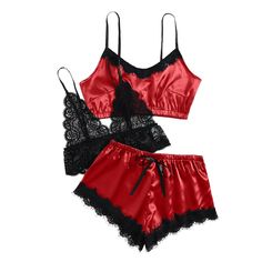 Indulge in luxury with our Red Moon 3PC Satin Lace Sleepwear set. Made from smooth silk and delicate lace, this three-piece lingerie set will make you feel glamorous and confident. Perfect for a special evening or a cozy night in. Upgrade your sleepwear and embrace pure elegance. Elegant Night Sets, Elegant Fitted Sets For Night, Elegant Fitted Night Sets, Satin Sets With Lace Trim For Wedding Night, Satin Lace Trim Sets For Wedding Night, Fitted Satin Night Sets, Fitted Lace Trim Sleepwear Set, Elegant Night Sets With Lace Trim, Fitted Sets With Lace Trim For Wedding Night