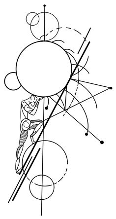 a drawing of an object with lines going through the center and two circles around it