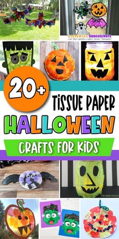 20 + tissue paper halloween crafts for kids