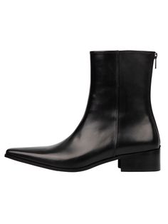 This is a unique and trendy boots that are made out of high quality authentic box calf skin 100%. With design detail of slim and sharp silhouette and back zipper closure, it gives a trendy and casual mood.- Sharp and long silhouette- Back zipper closure- Minimal sole for clean look Business Chelsea Boots With Zipper For Fall, Fall Business Chelsea Boots With Zipper Closure, Modern Business Boots With Zipper Closure, Formal Leather Chelsea Boots With Zipper, Classic Business Boots With Zipper Closure, Sleek Leather Boots With Zipper Closure, Trendy Boots, Black Shoes, Design Details